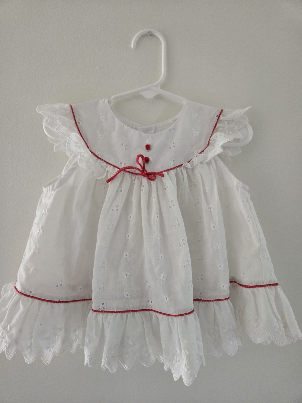 Vintage Rose White Eyelet Little Girl Dress
